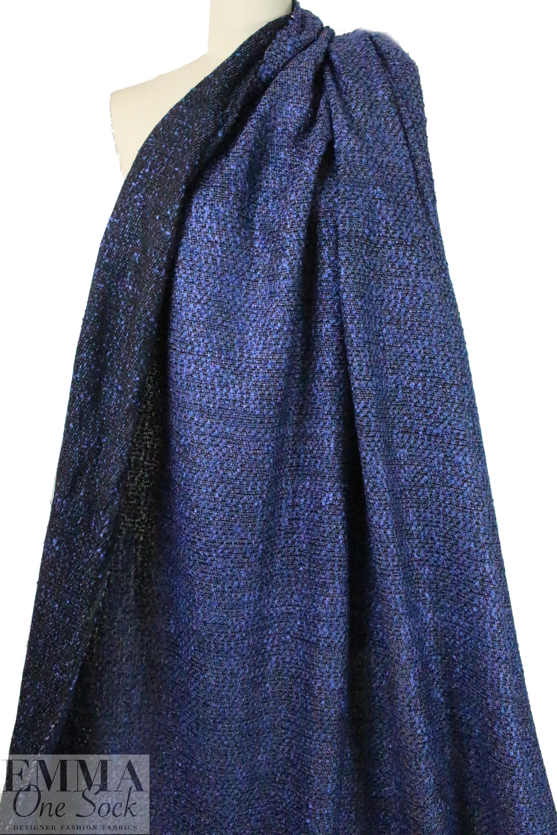 CA designer 'French tweed' viscose blend boucle' - sapphire