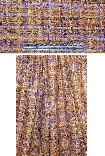 French-style tweed viscose boucle' - gold/purple
