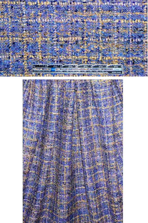 French-style tweed viscose boucle' - indigo/tan