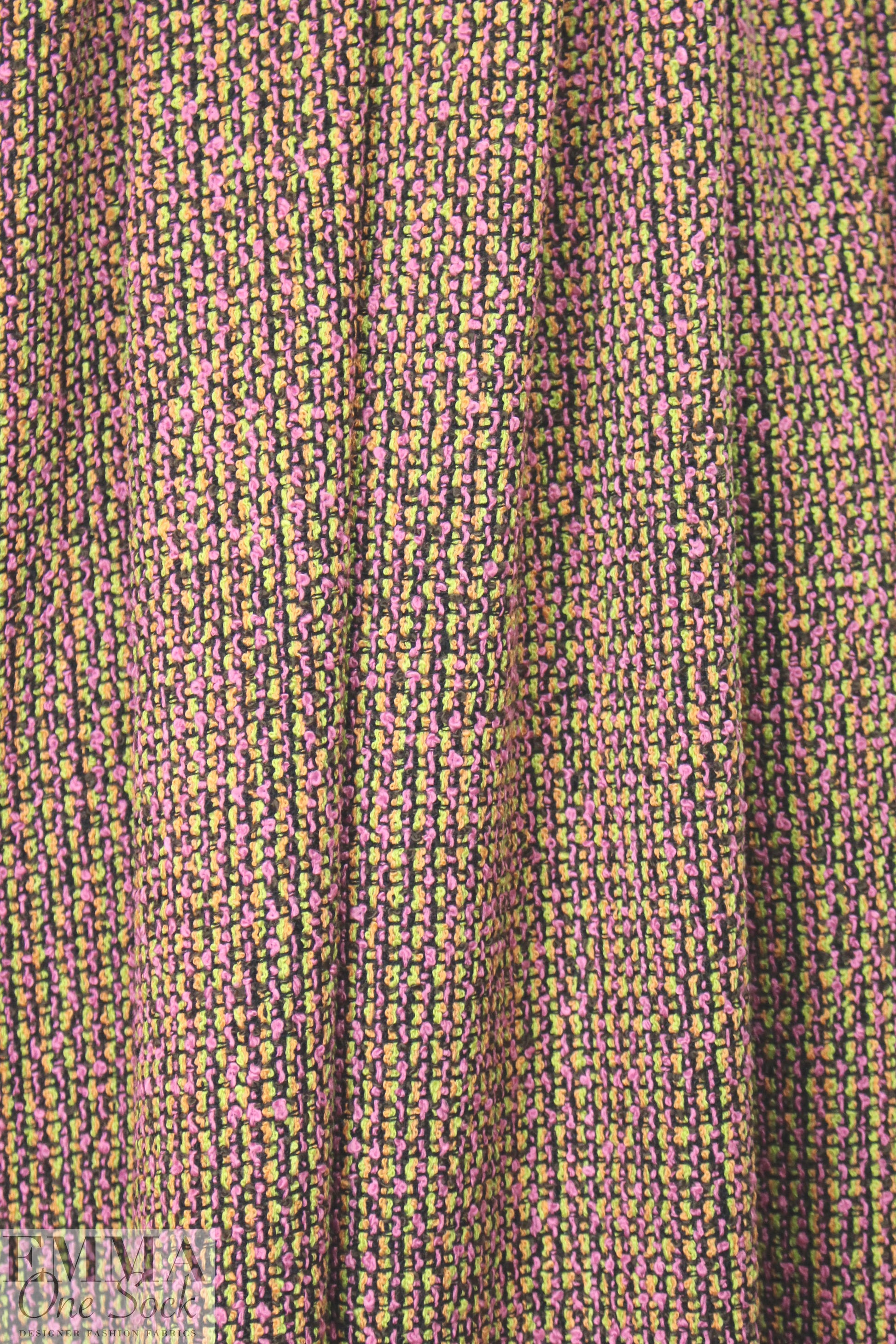 Tah@ri 'Chanel tweed' - pink/apricot/lime 1.375 yds