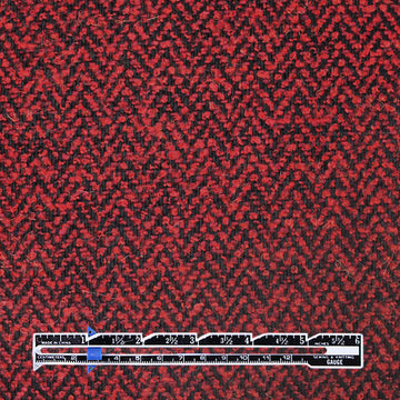 French herringbone wool blend boucle' woven - Persian red/black 2.5 yd