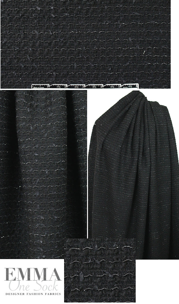 Italian novelty boucle' cotton blend suiting - black