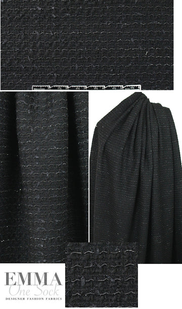 Italian novelty boucle' cotton blend suiting - black