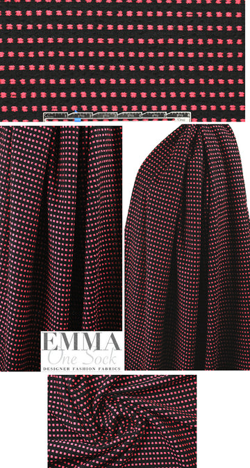 Italian boucle' suiting - black w/ coral squares