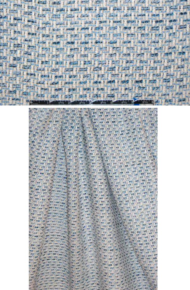 Italian light blue/cream basketweave cotton suiting