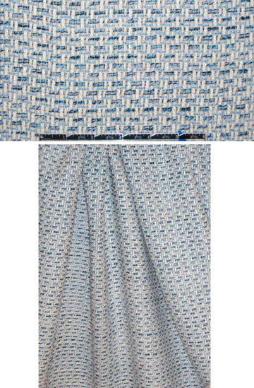 Italian light blue/cream basketweave cotton suiting 1.5 yds