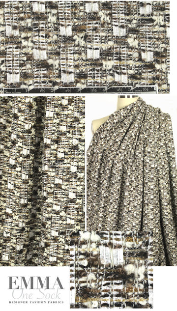 Italian fancy earthtones metallic boucle'