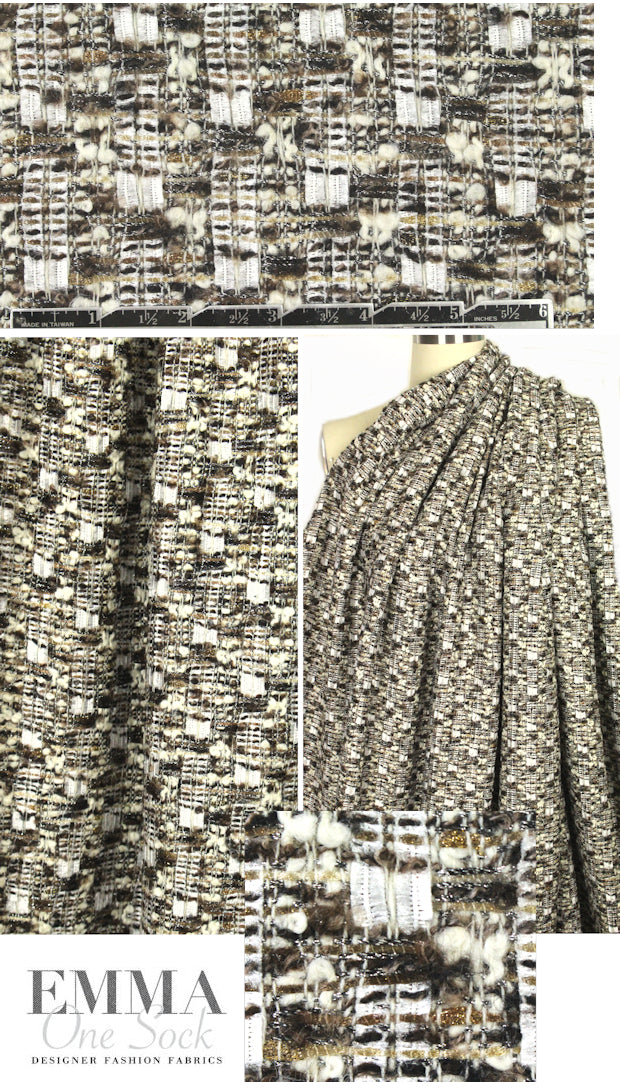 Italian fancy earthtones metallic boucle' .875 yds