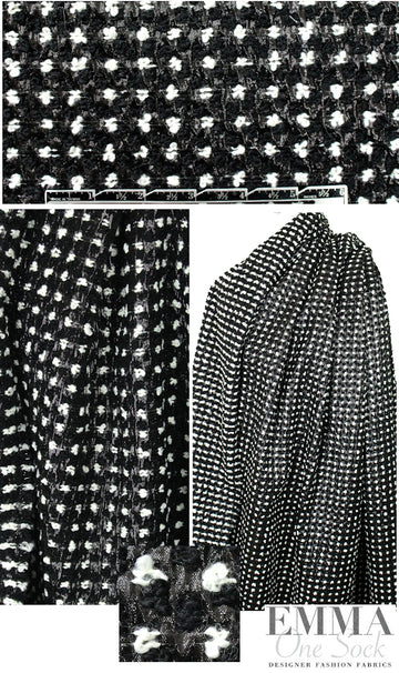Italian novelty boucle' 'glazed look' suiting - black/white