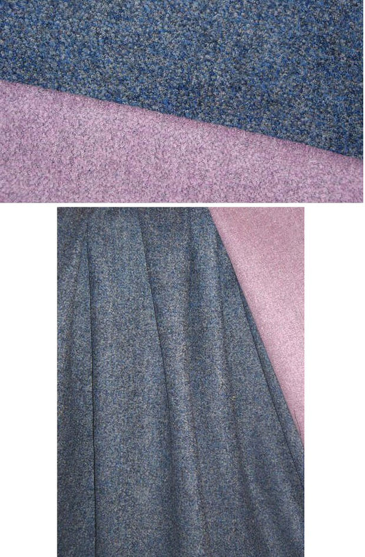Italian denim/lilac wool doublecloth boucle'