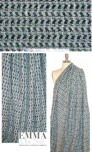 Mi11y houndstooth plaid cotton boucle' - kelly/navy