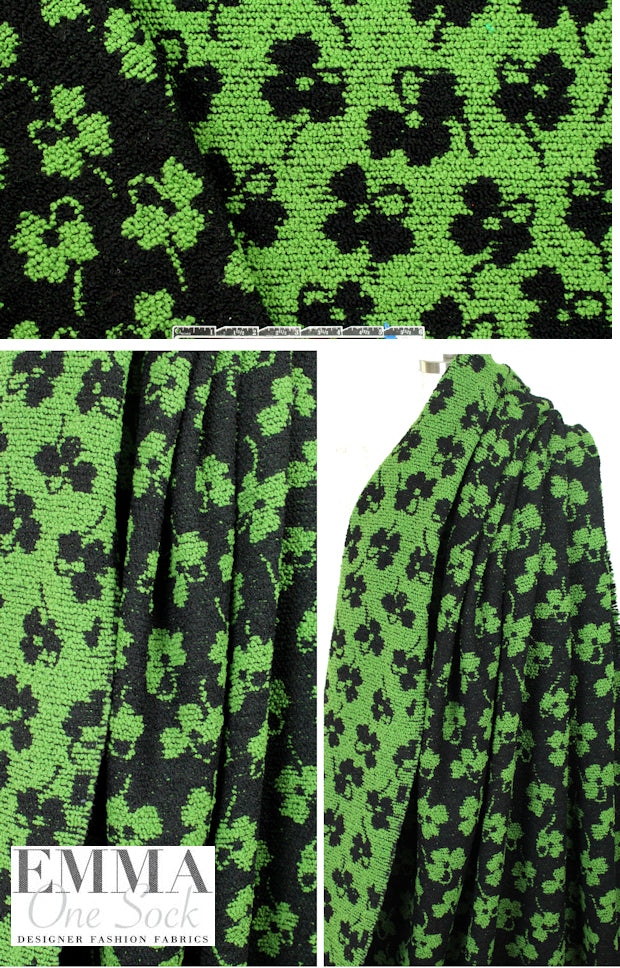 Italian wool blend knot stitch boucle' - green clover