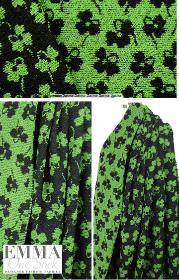 Italian wool blend knot stitch boucle' - green clover