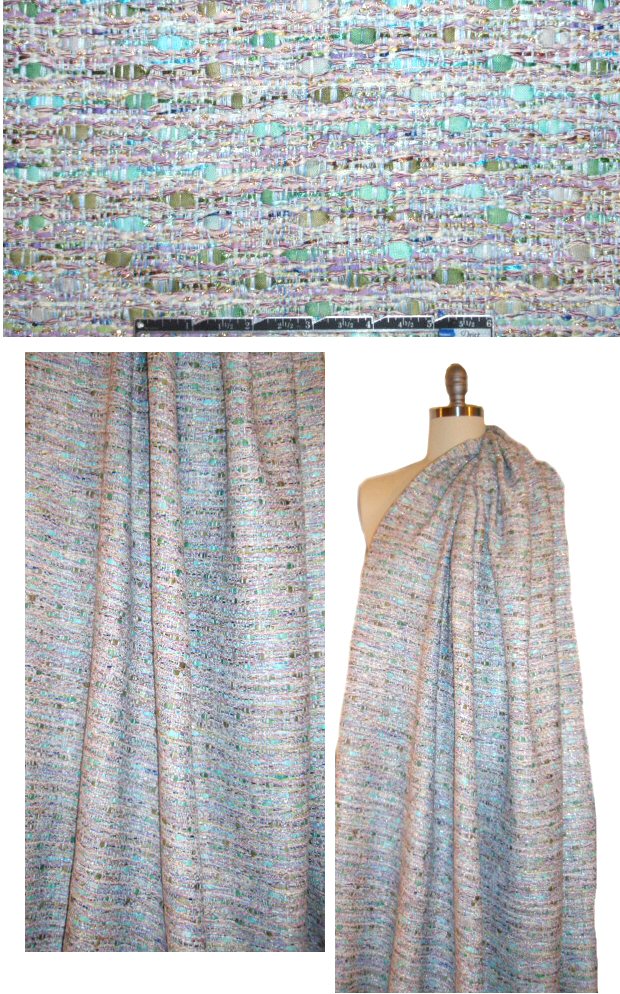 Italian lavender/aqua fancy weave boucle'