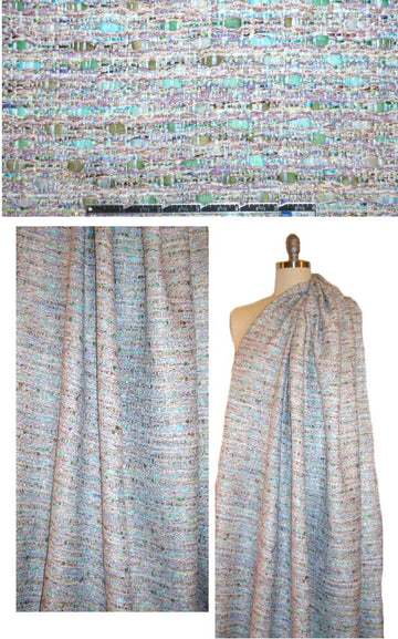 Italian lavender/aqua fancy weave boucle'