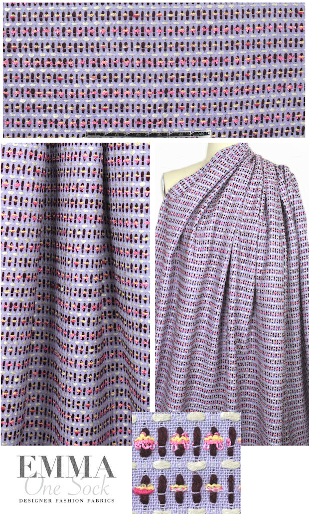 Italian novelty weave cotton suiting - lavender/pink 1 yard