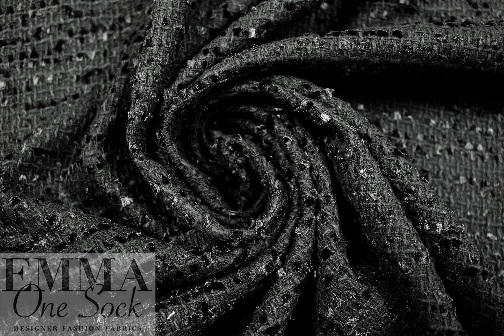 'Chanel tweed' lustrous boucle' - jet black 1.5 yds