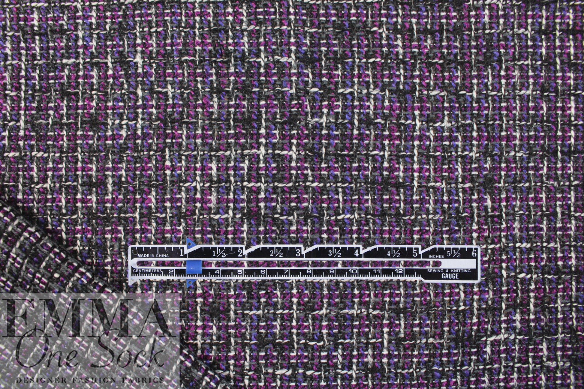 NY designer twisted, tweedy basketweave - plum/gray 1.625 yd