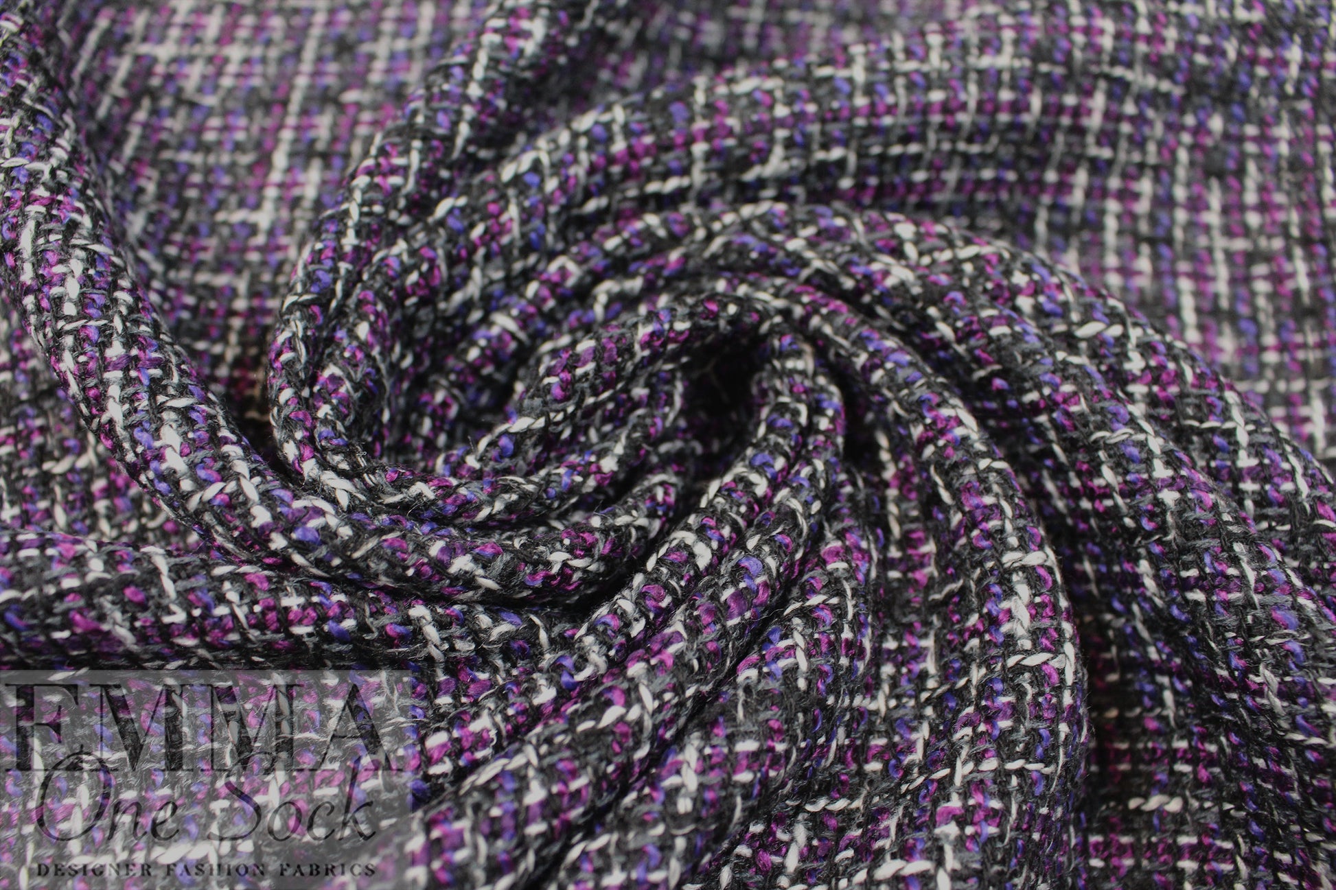 NY designer twisted, tweedy basketweave - plum/gray 1.625 yd