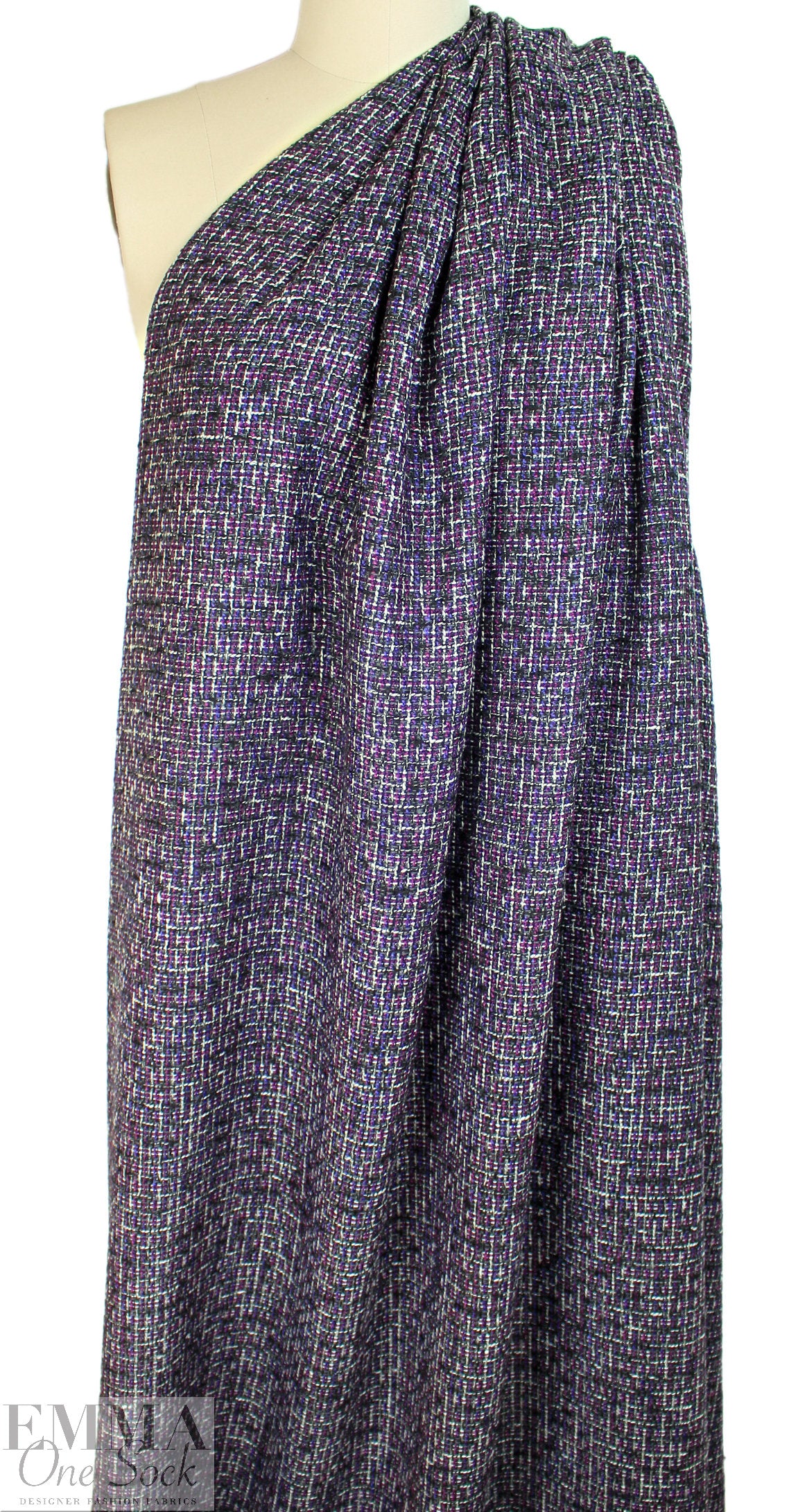 NY designer twisted, tweedy basketweave - plum/gray 1.625 yd