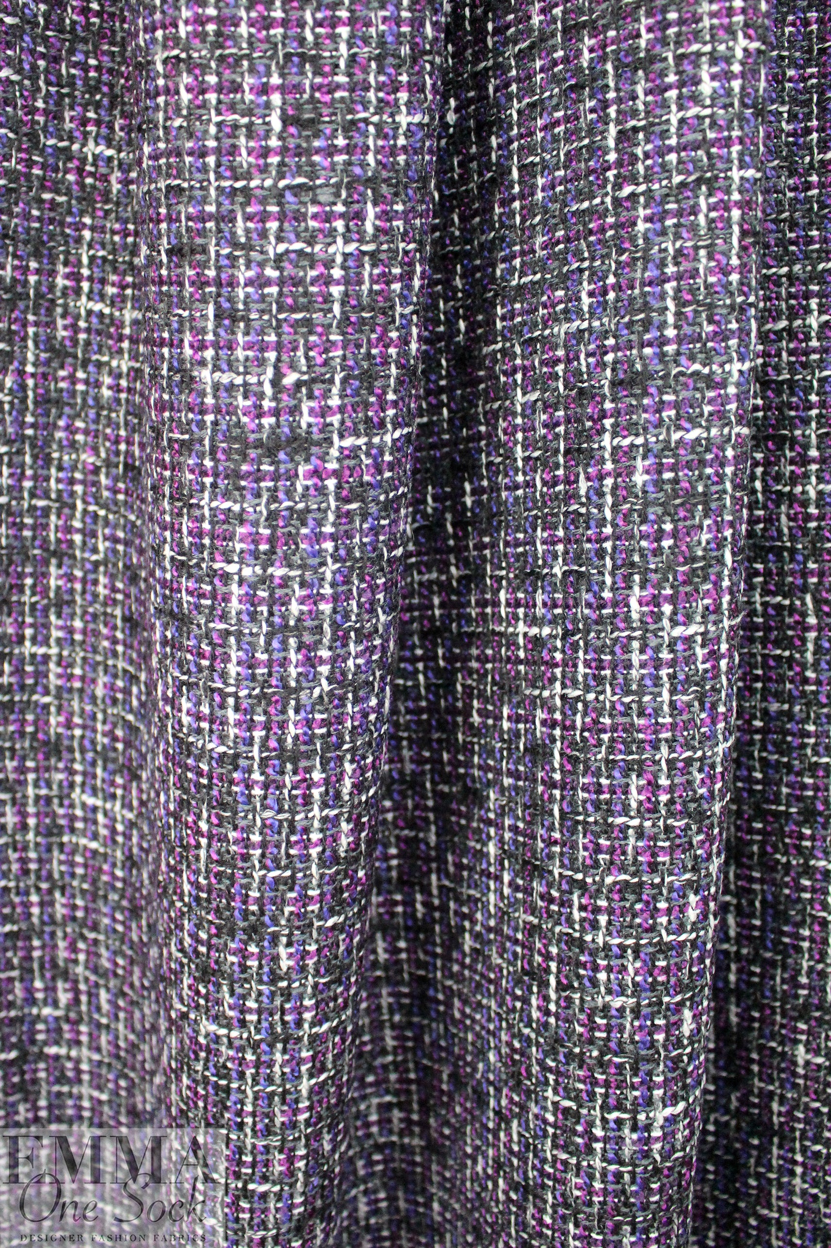 NY designer twisted, tweedy basketweave - plum/gray 1 yard