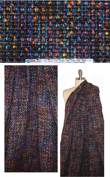 Italian multi/black fancy weave boucle'