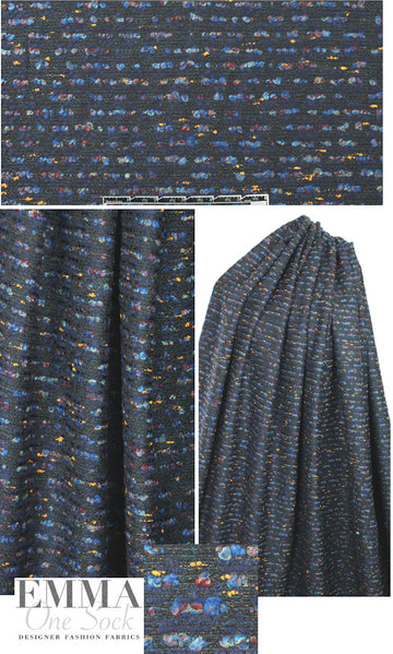 Italian navy/wine fancy weave tweedy boucle'