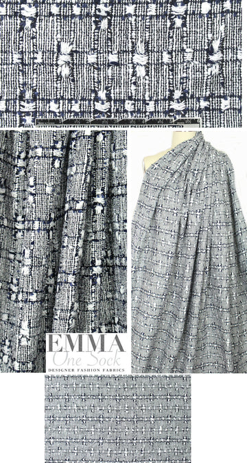 Italian novelty weave suiting - midnight/white
