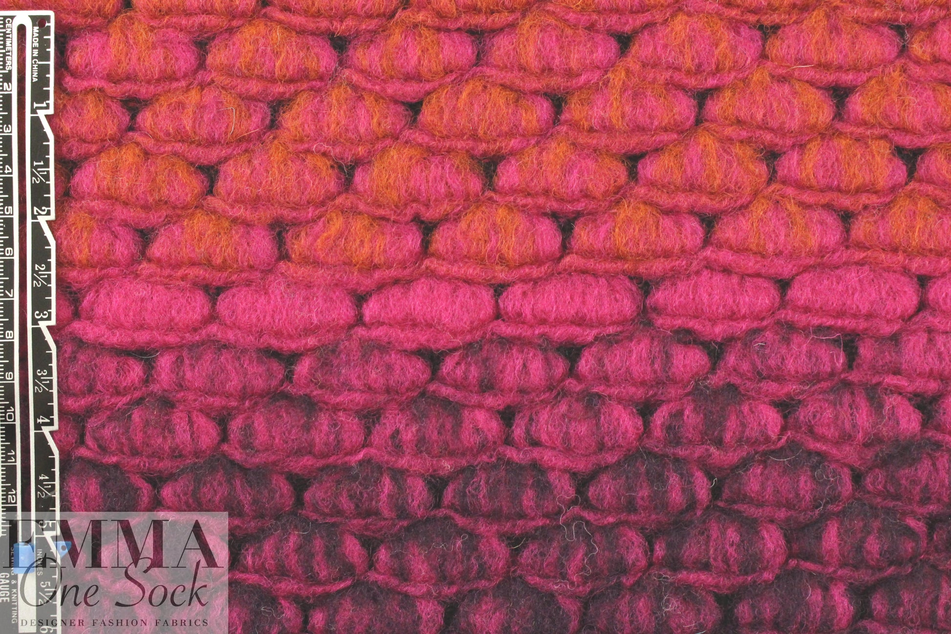 Italian wool ombre' boucle' - fuchsia/spice
