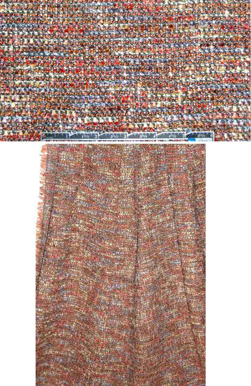 Italian tangerine/maize/wisteria visc. boucle' 1.25 yds