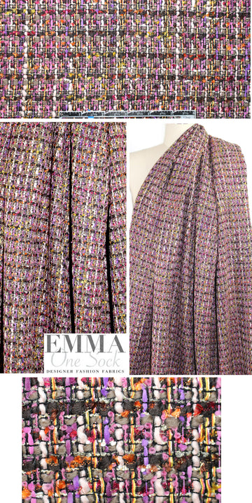 Italian fancy lilac/bark/gold metallic boucle'