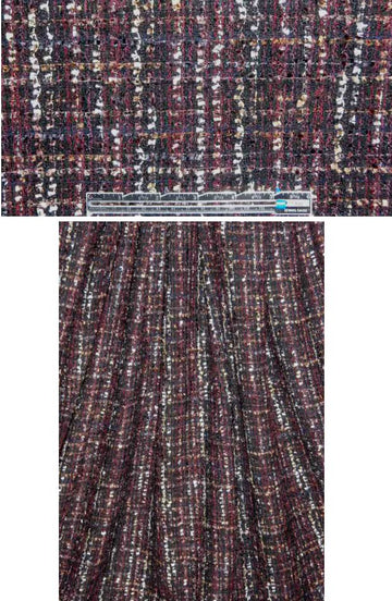 Italian marsala/black fancy boucle' tweed