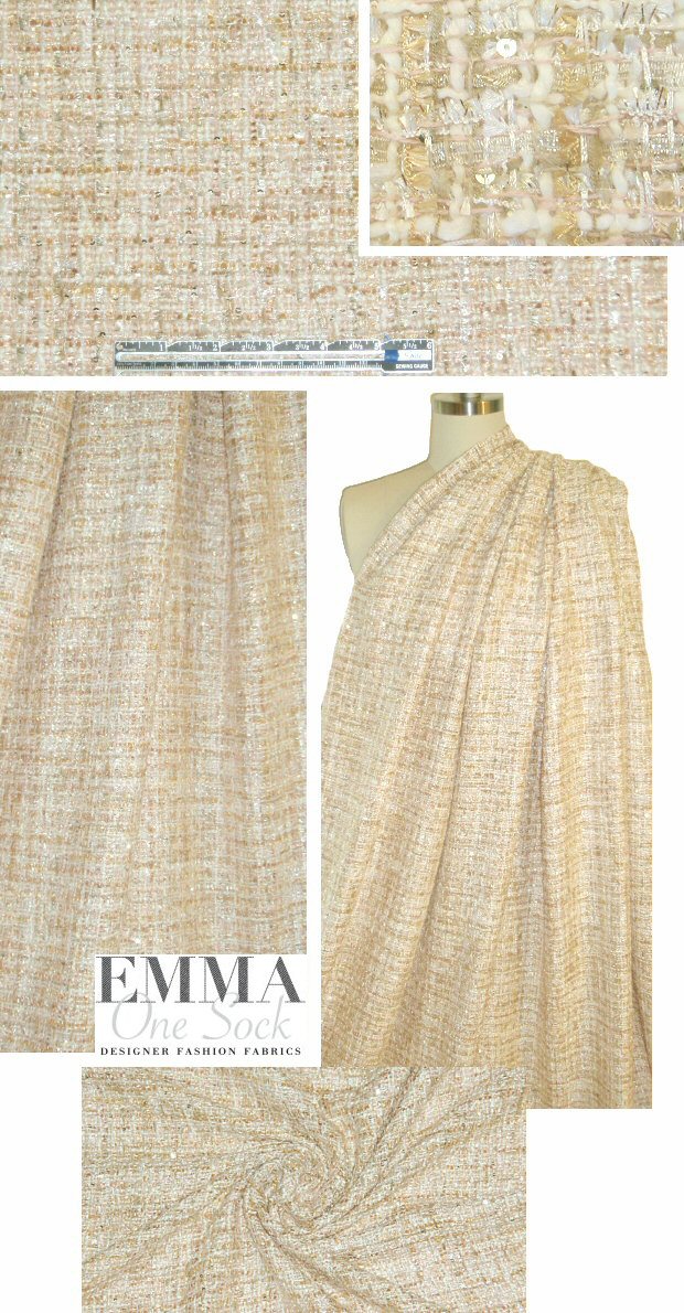 Italian sequin-embellished fancy boucle' - champagne