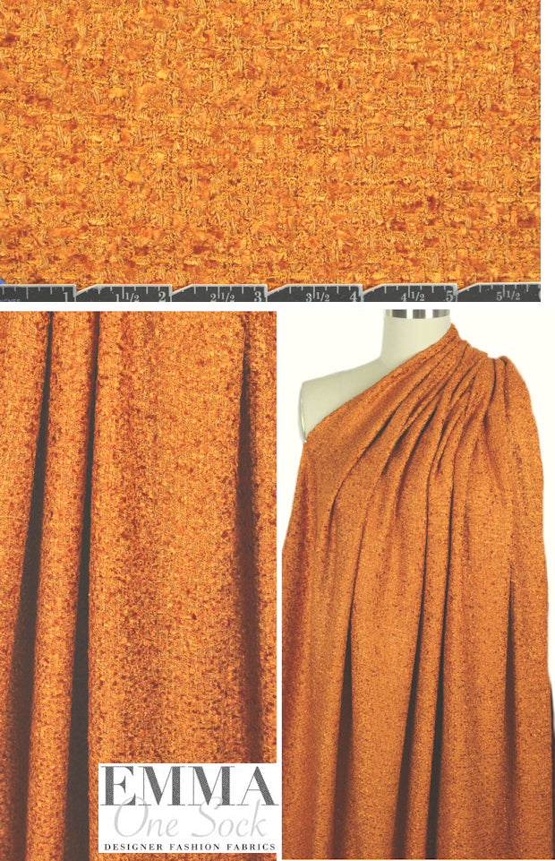 'French tweed' viscose blend boucle' - spicy orange