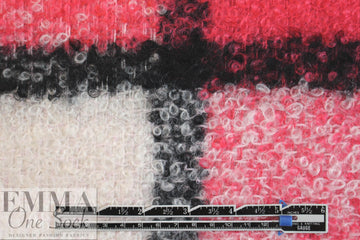 Italian wool boucle' oversized plaid - strawberry/black/cream