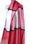 Italian wool boucle' oversized plaid - strawberry/black/cream 2.5 yd