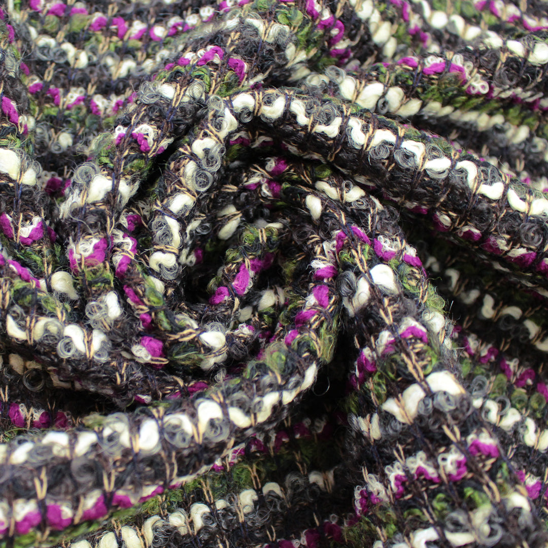 Italian magenta/moss/winter white boucle' sweater 1 yard