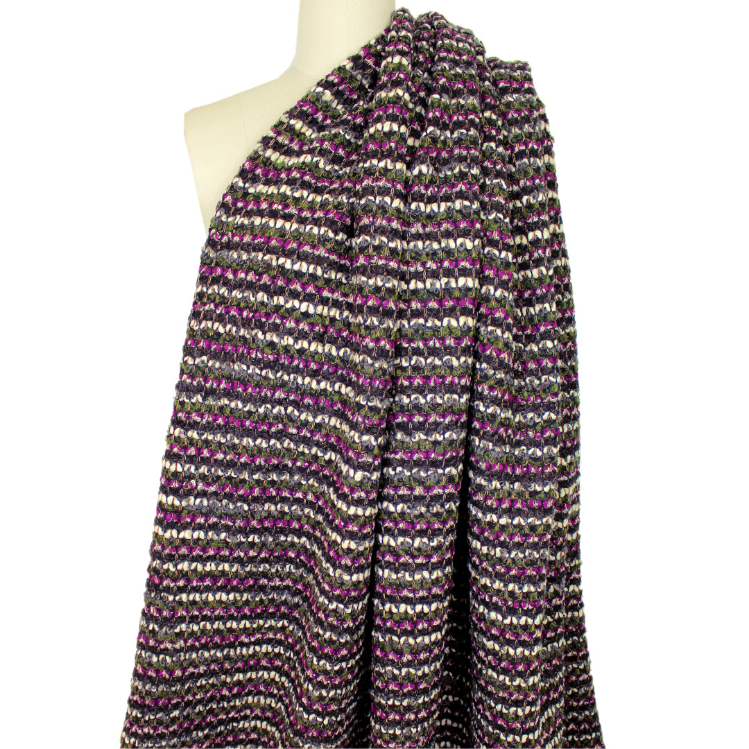 Italian magenta/moss/winter white boucle' sweater 1.875 yds