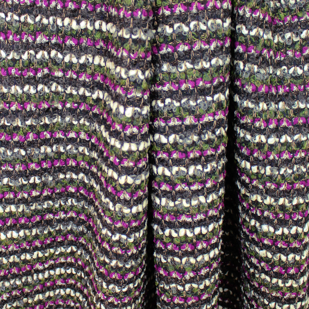 Italian magenta/moss/winter white boucle' sweater 1.625 yd