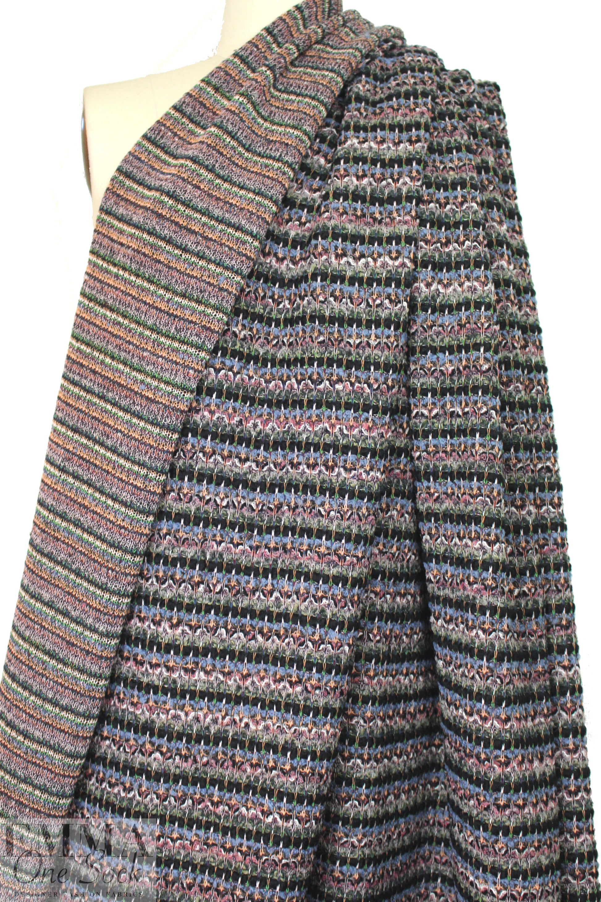 Italian denim/black/mauve boucle' sweater knit 1.875 yd