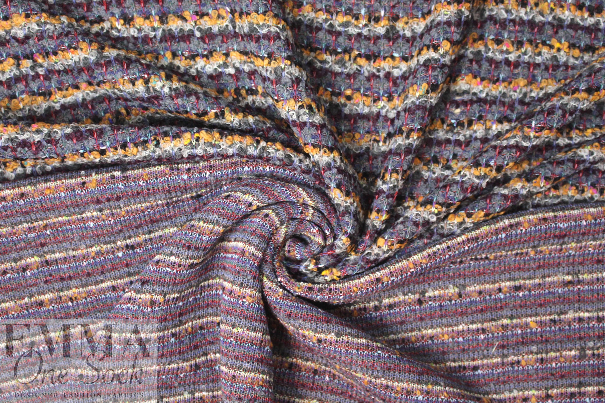 Italian wine/gray/cinnamon boucle' sweater knit 2.25 yd