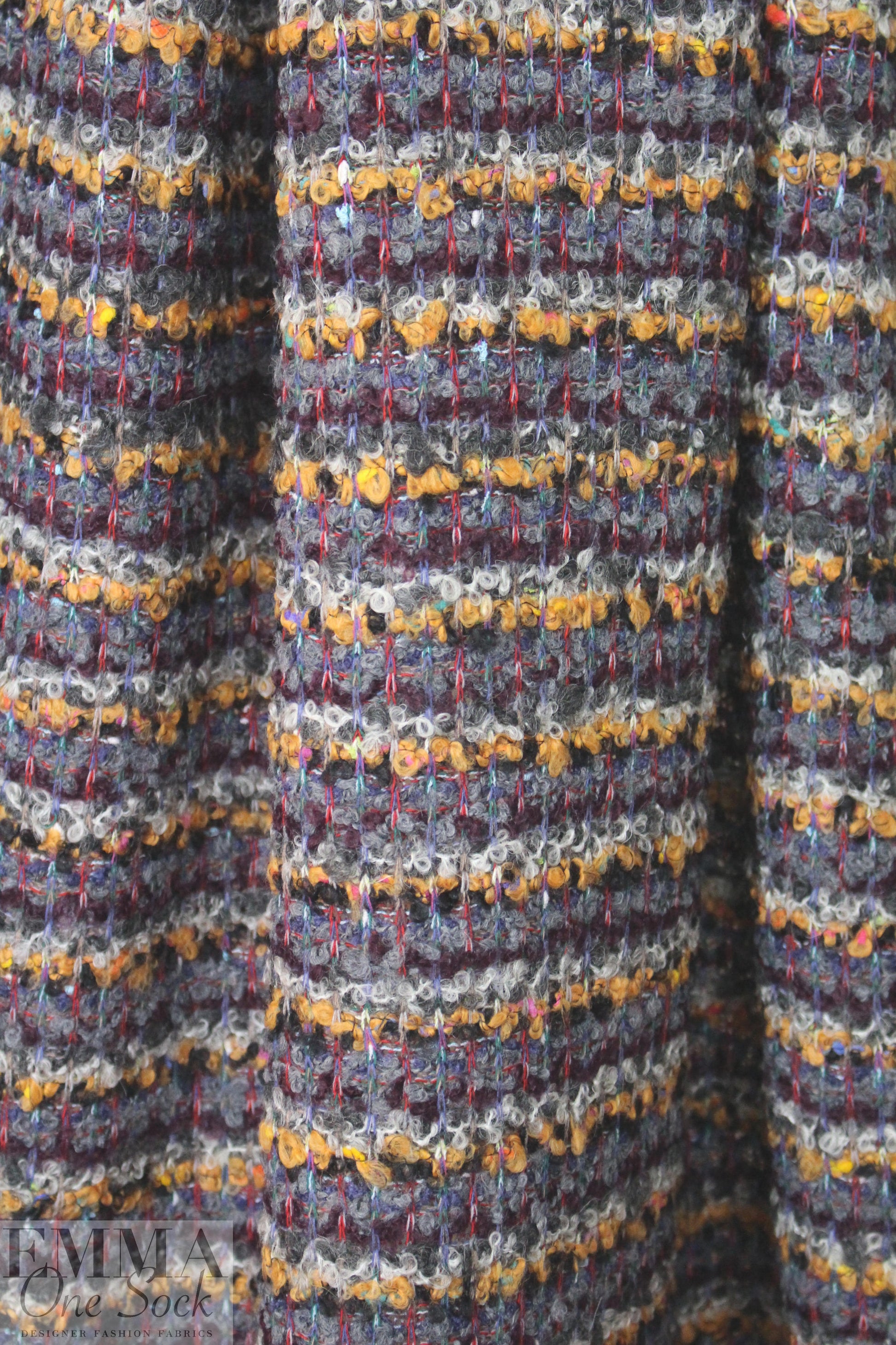 Italian wine/gray/cinnamon boucle' sweater knit 2.25 yd