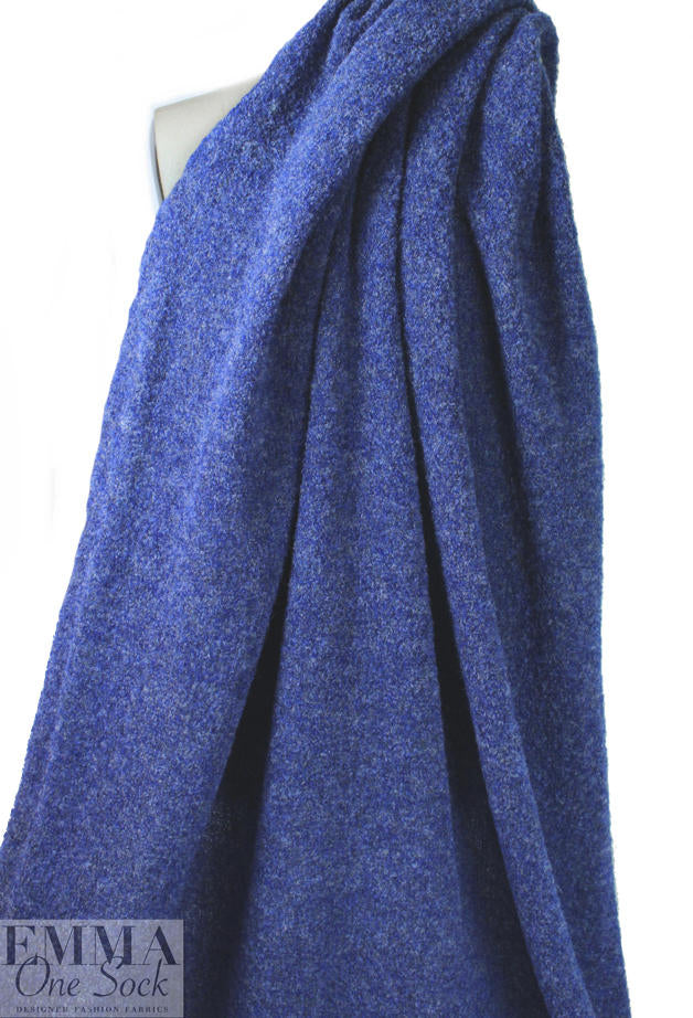 Italian ultramarine tweed boucle' wool/lycra sweater knit .75 yds