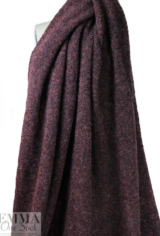 Italian wine tweed boucle' wool/lycra sweater knit