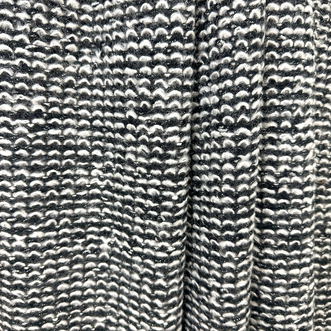 Italian alpaca blend boucle' sweater knit - black/white/metallic silver 1.375 yd
