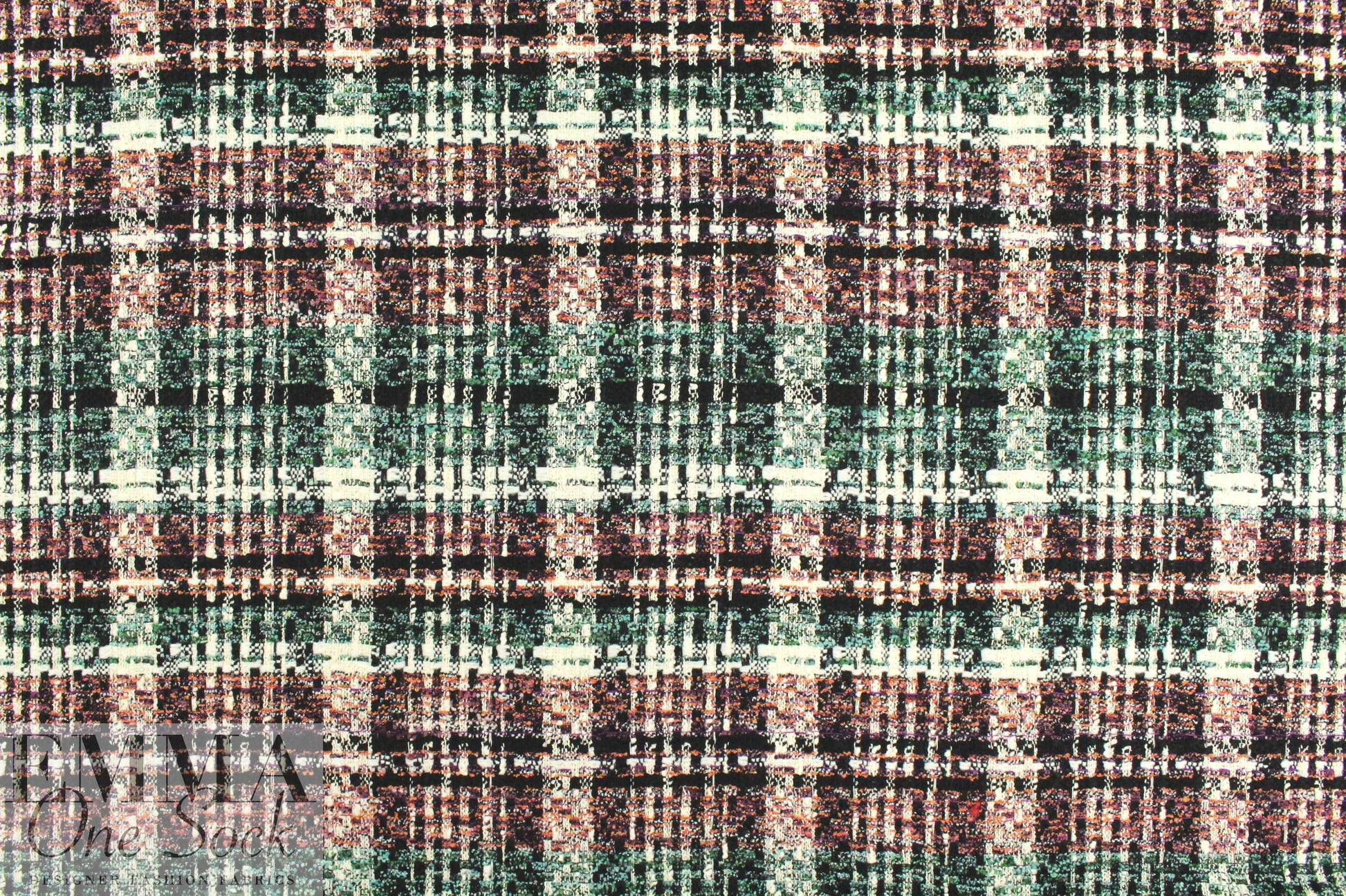 A1ice & O1ivia forest/plum fancy weave plaid boucle' 1.875 yd