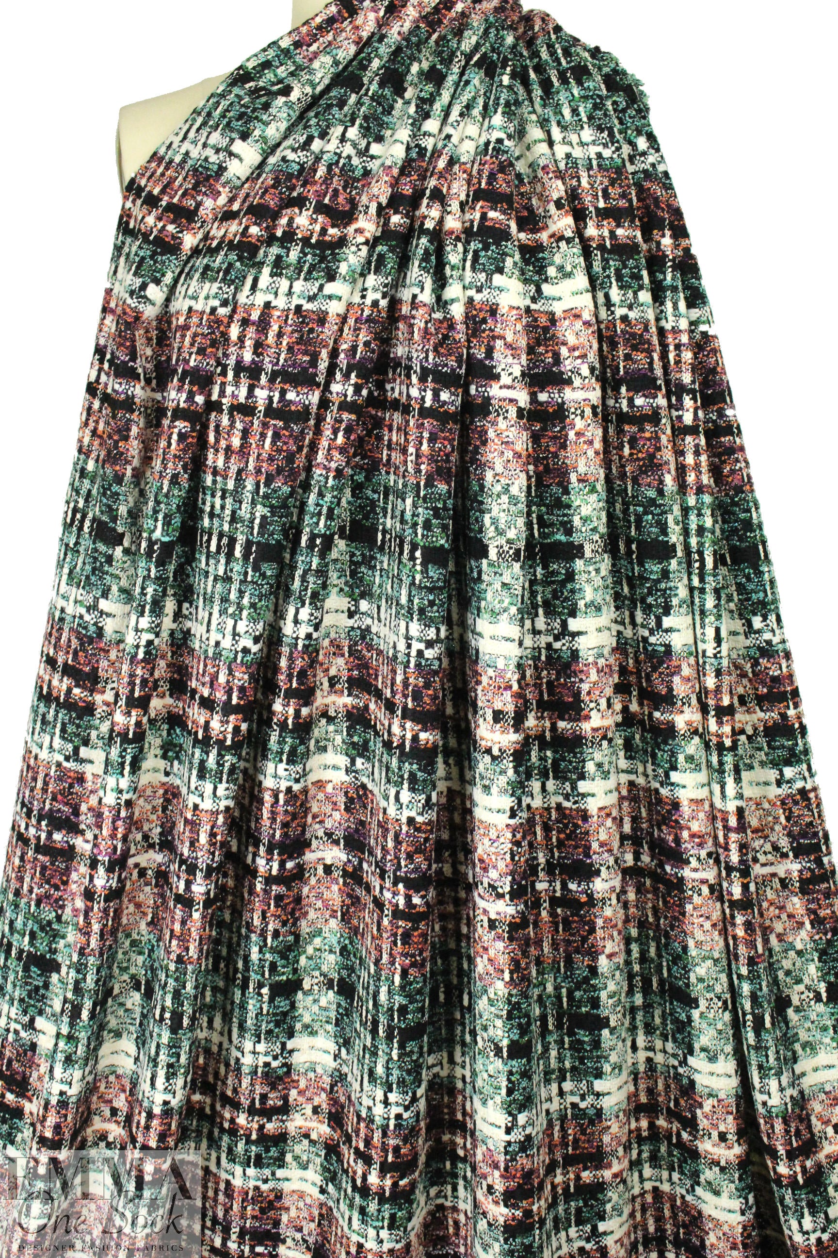 A1ice & O1ivia forest/plum fancy weave plaid boucle'