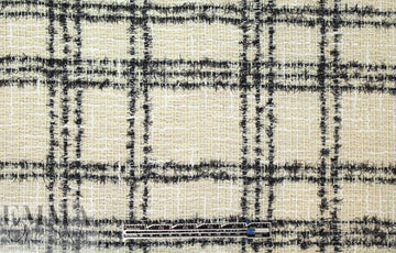 famous designer wool plaid boucle' - winter white/black 1.66 yds