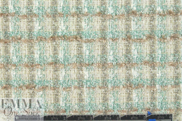 Italian textured plaid boucle' - mint/sand