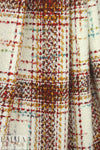 Italian wool blend boucle' plaid - cream/curry/aqua